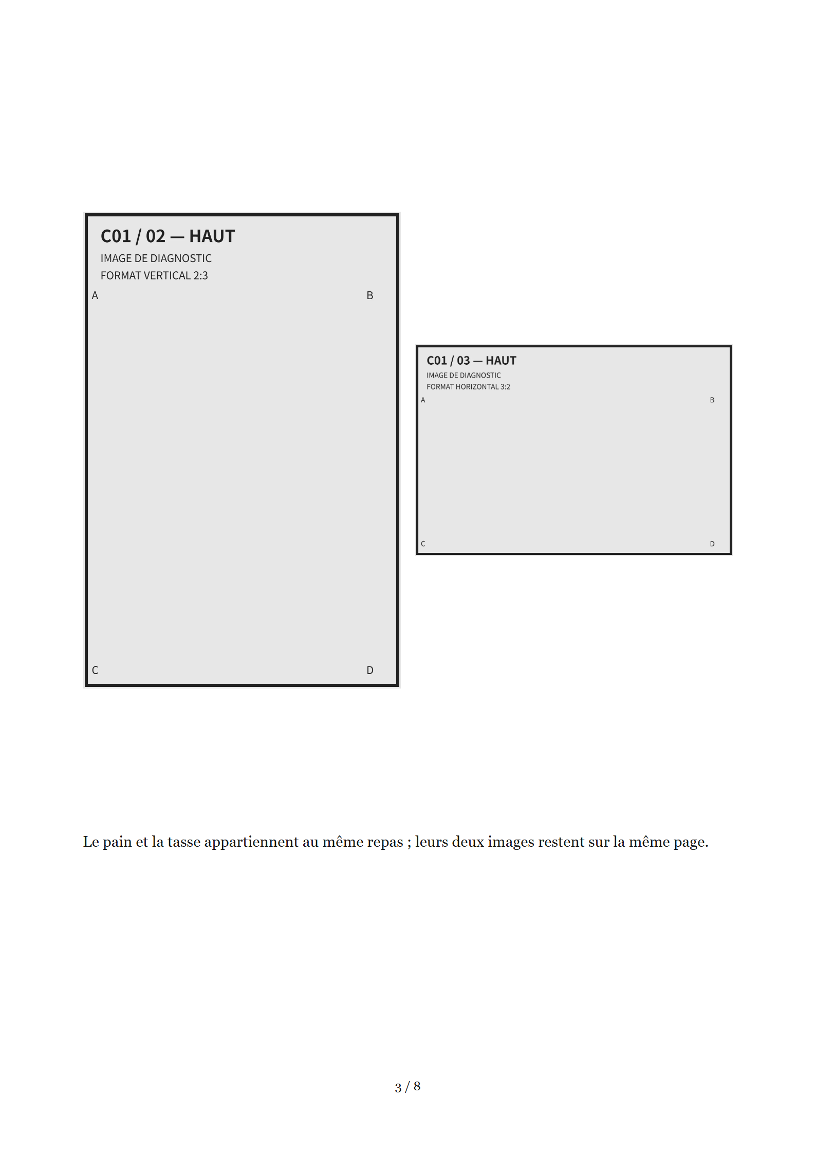 C01, page 3 sur 8 : rendu A4 avec 2 images de diagnostic