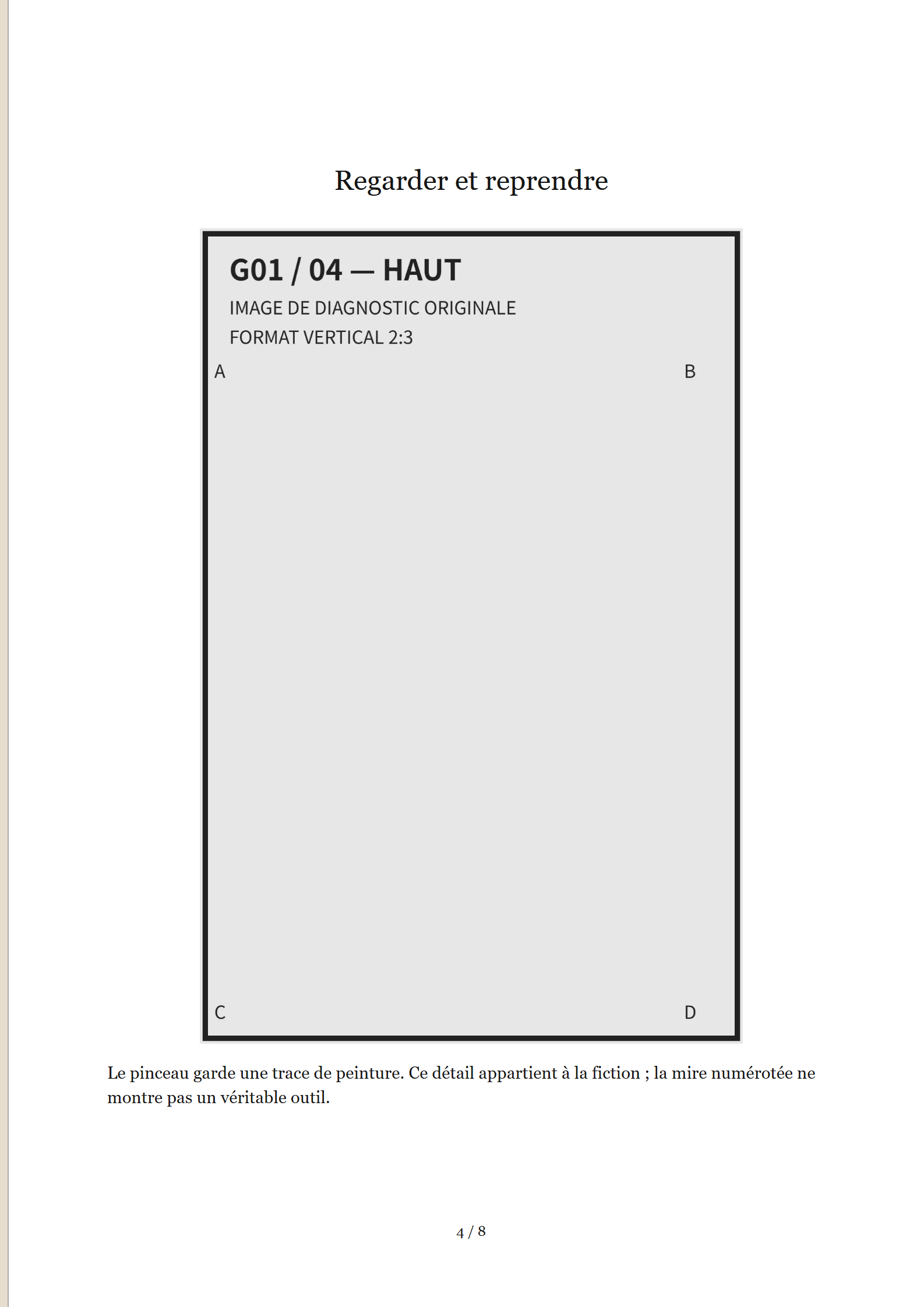 G01, résultat réel page 4 sur 8 : 1 images de diagnostic, titre et texte de la page entière